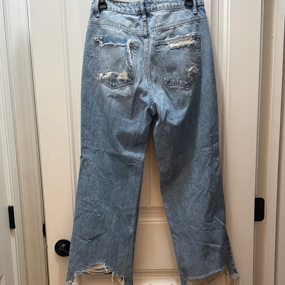 Flying Monkey Light Blue Distressed Straight Leg Jeans - Women's - Picture 3 of 4